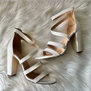 White strap block heels